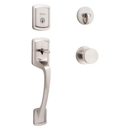 Kwikset Kwikset Prague Satin Nickel Entry Handleset 1-3/4 in. 98180-025